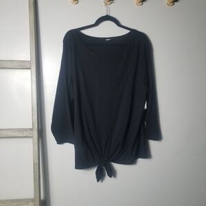NWT OLD NAVY WOMEN'S BLACK TIE FRONT BLOUSE SIZE XXL